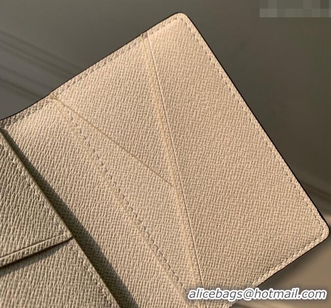 Luxury Classic Louis Vuitton Pocket Organizer Wallet in Taiga Leather and Monogram Canvas M83095 White 2024