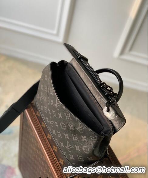 Promotional Louis Vuitton Men's Steamer PM Messenger bag Monogram Eclipse Canvas M46953 Black 2024