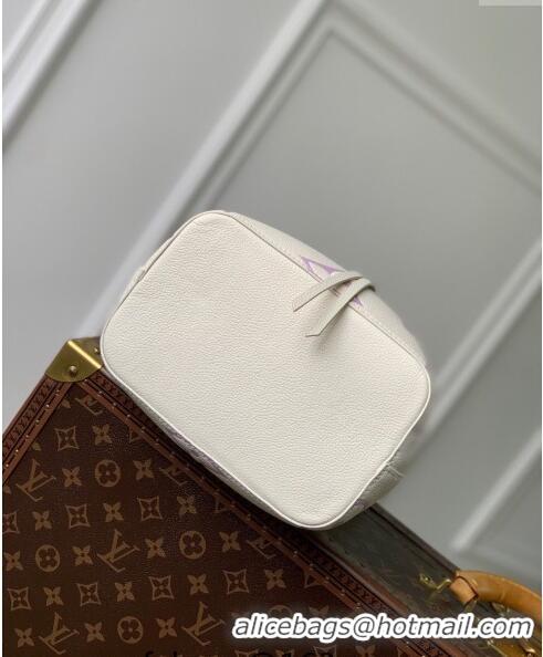 Top Grade Louis Vuitton NeoNoe BB Bucket Bag in Bicolor Monogram Leather M24048 Latte White/Purple 2024