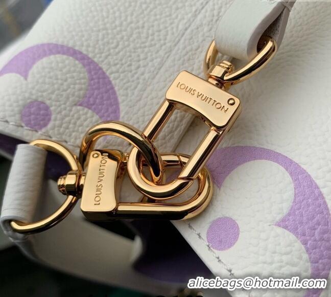 Top Grade Louis Vuitton NeoNoe BB Bucket Bag in Bicolor Monogram Leather M24048 Latte White/Purple 2024