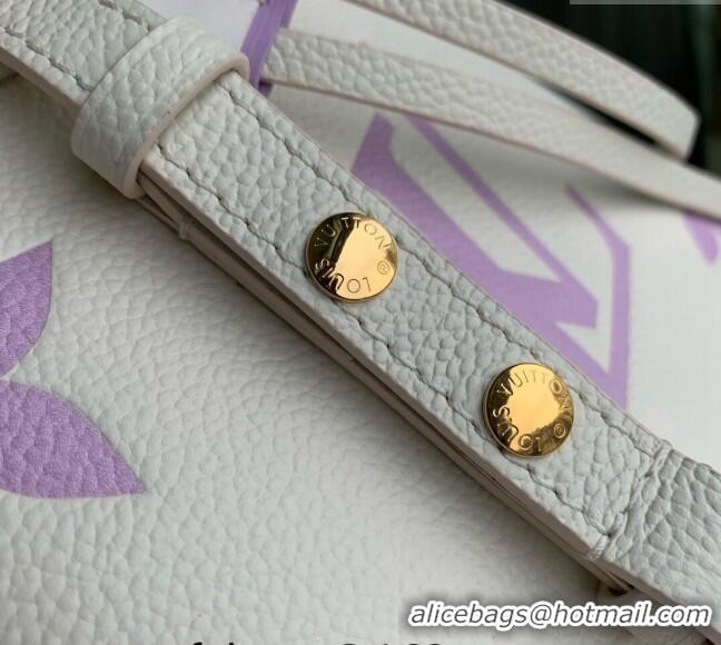 Top Grade Louis Vuitton NeoNoe BB Bucket Bag in Bicolor Monogram Leather M24048 Latte White/Purple 2024