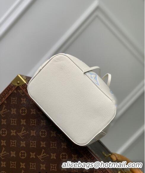 New Design Louis Vuitton NeoNoe BB Bucket Bag in Bicolor Monogram Leather M24048 Latte White/Blue 2024