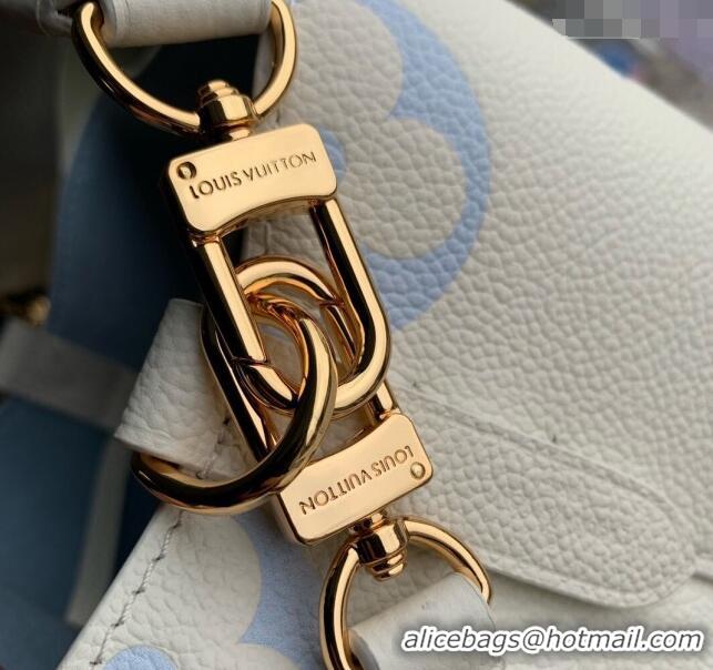 New Design Louis Vuitton NeoNoe BB Bucket Bag in Bicolor Monogram Leather M24048 Latte White/Blue 2024