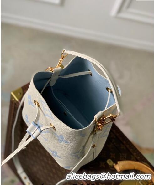 New Design Louis Vuitton NeoNoe BB Bucket Bag in Bicolor Monogram Leather M24048 Latte White/Blue 2024