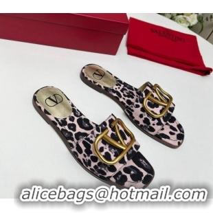 1:1 aaaaa Valentino VLogo Printed Flat Slide Sandals Light Pink 429068