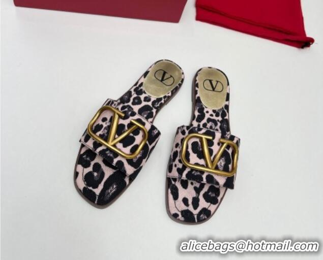 1:1 aaaaa Valentino VLogo Printed Flat Slide Sandals Light Pink 429068