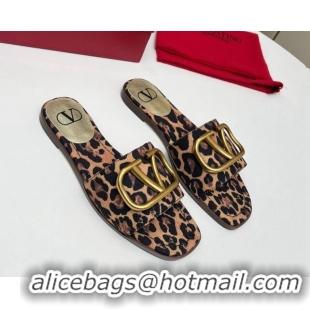 Trendy Design Valentino VLogo Printed Flat Slide Sandals Brown 429070