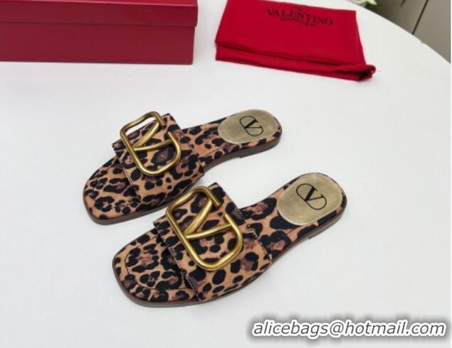 Trendy Design Valentino VLogo Printed Flat Slide Sandals Brown 429070