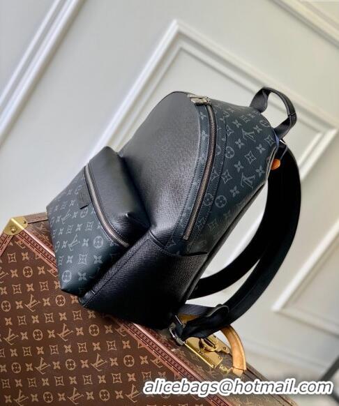 Luxury New Louis Vuitton Men's Discovery Backpack bag in Taiga Leather and Monogram Canvas M31033 Black 2024