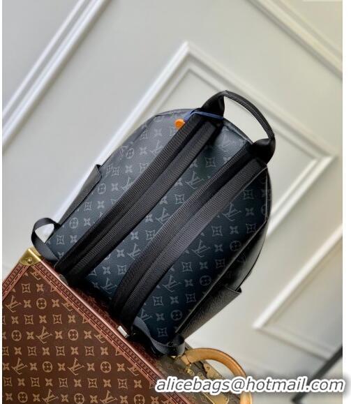 Luxury New Louis Vuitton Men's Discovery Backpack bag in Taiga Leather and Monogram Canvas M31033 Black 2024