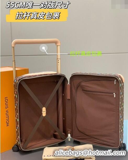 Generous Best Louis Vuitton Horizon Luggage Travel Bag 55cm in Monogram Craggy Canvas Chocolate 0417 Brown 2024