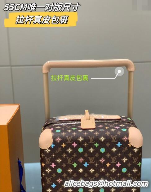 Generous Best Louis Vuitton Horizon Luggage Travel Bag 55cm in Monogram Craggy Canvas Chocolate 0417 Brown 2024