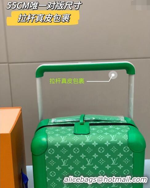 Traditional Discount Louis Vuitton Horizon Luggage Travel Bag 55cm in Monogram Canvas and Leather 0417 Green 2024