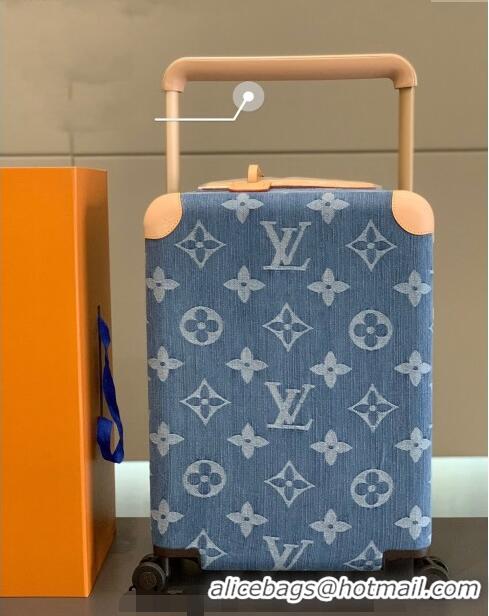 Best Price Louis Vuitton Horizon Luggage Travel Bag 55cm in 0417 Blue Washed Denim 2024