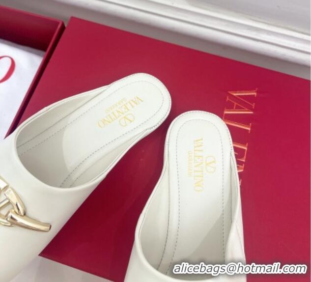 Good Looking Valentino The Bold Edition VLogo Flat Mules White 429088