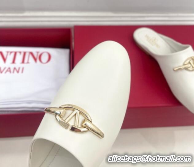 Good Looking Valentino The Bold Edition VLogo Flat Mules White 429088