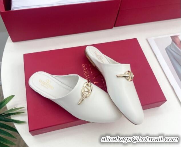 Good Looking Valentino The Bold Edition VLogo Flat Mules White 429088