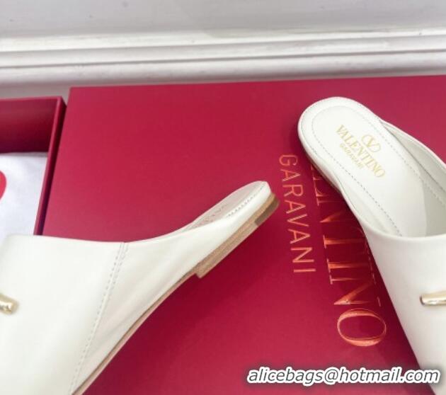 Good Looking Valentino The Bold Edition VLogo Flat Mules White 429088