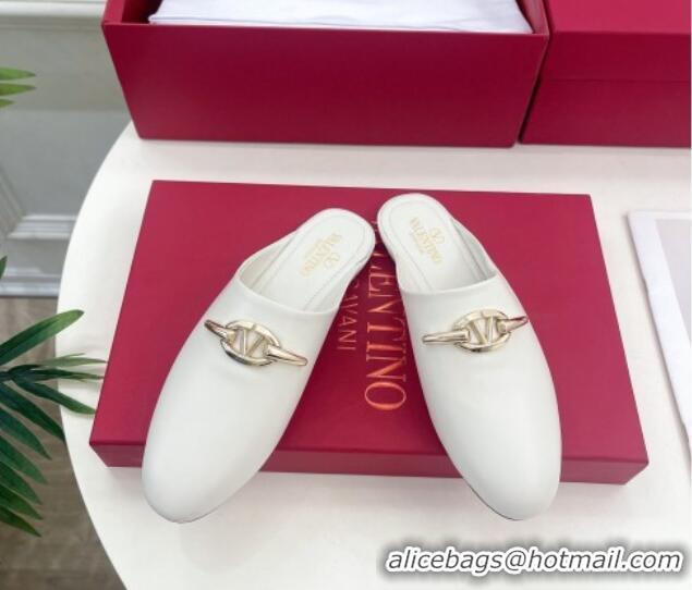 Good Looking Valentino The Bold Edition VLogo Flat Mules White 429088