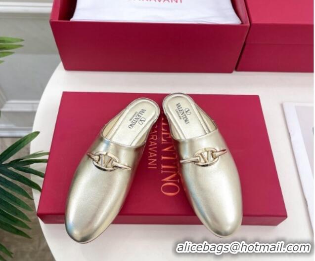 Perfect Valentino The Bold Edition VLogo Flat Mules Gold 429091