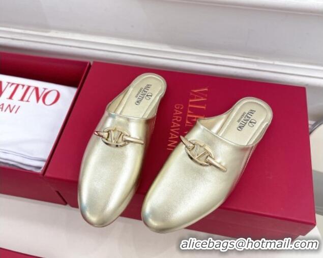 Perfect Valentino The Bold Edition VLogo Flat Mules Gold 429091