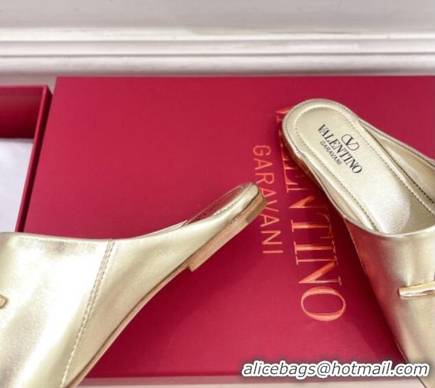 Perfect Valentino The Bold Edition VLogo Flat Mules Gold 429091