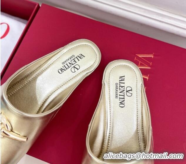 Perfect Valentino The Bold Edition VLogo Flat Mules Gold 429091