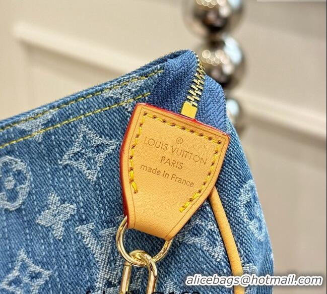 Original Cheap Louis Vuitton Mini Pochette Accessoires Bag On Chain 0513 Blue Denim 2024