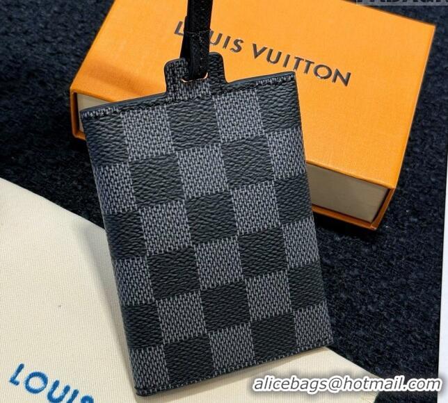 Original Cheap Louis Vuitton Card Holder Necklace M83154 Black Damier 2024