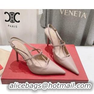 Purchase Valentino Rockstud Wispy Calfskin Leather Slingback Pumps 9cm Dusty Pink 429135