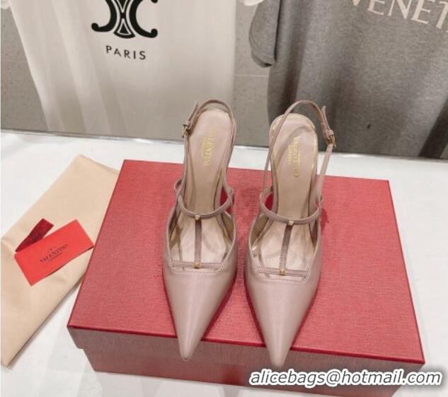 Purchase Valentino Rockstud Wispy Calfskin Leather Slingback Pumps 9cm Dusty Pink 429135