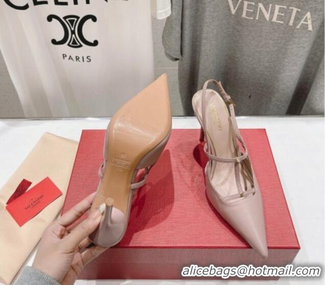 Purchase Valentino Rockstud Wispy Calfskin Leather Slingback Pumps 9cm Dusty Pink 429135