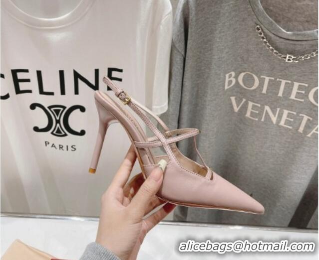 Purchase Valentino Rockstud Wispy Calfskin Leather Slingback Pumps 9cm Dusty Pink 429135