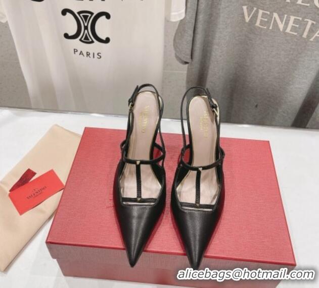 Best Product Valentino Rockstud Wispy Calfskin Leather Slingback Pumps 9cm Black 0429136