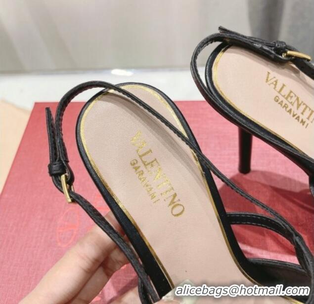 Best Product Valentino Rockstud Wispy Calfskin Leather Slingback Pumps 9cm Black 0429136