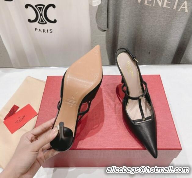 Best Product Valentino Rockstud Wispy Calfskin Leather Slingback Pumps 9cm Black 0429136