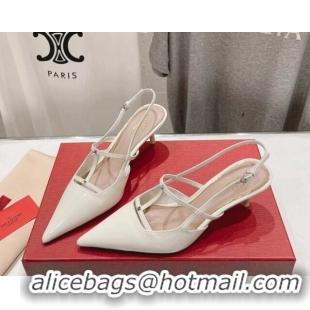 Unique Style Valentino Rockstud Wispy Patent Calfskin Slingback Pumps 6cm White 429137