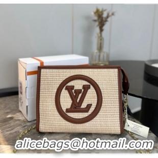 Trendy Design Louis Vuitton Straw MM Pouch with Chain Mini bag V0513 Brown 2024