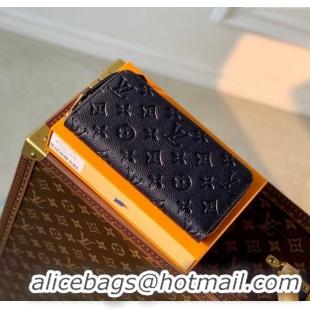 Famous Brand Louis Vuitton Zippy Wallet in Monogram Embossed Leather M61864 Black 2024