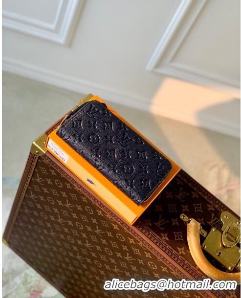 Famous Brand Louis Vuitton Zippy Wallet in Monogram Embossed Leather M61864 Black 2024