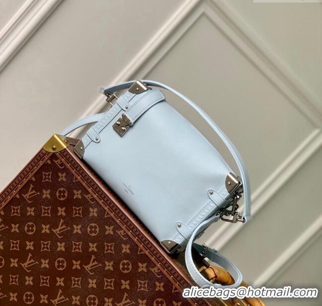 Famous Brand Louis Vuitton Side Trunk MM Bag in Grained Leather M25160 Olympe Blue 2024