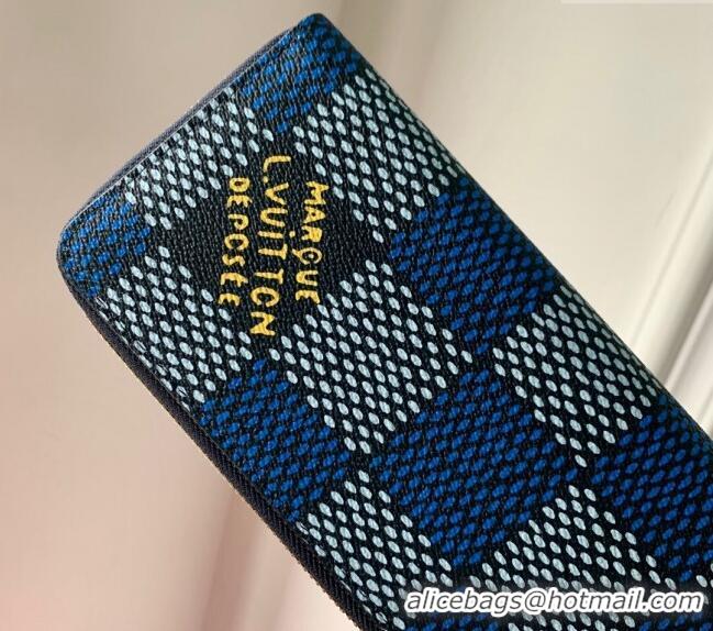 Pretty Style Louis Vuitton Zippy Vertical Wallet in Damier Heritage Canvas N40675 Blue 2024