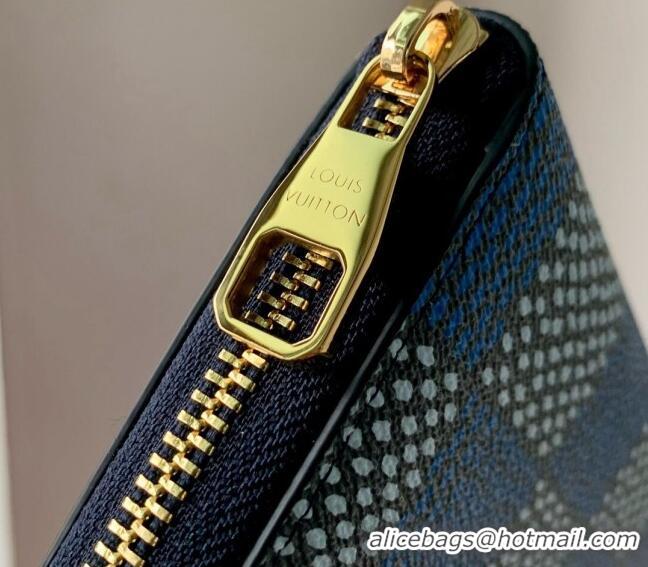 Pretty Style Louis Vuitton Zippy Vertical Wallet in Damier Heritage Canvas N40675 Blue 2024