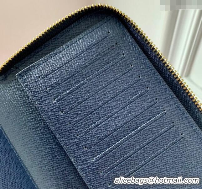 Pretty Style Louis Vuitton Zippy Vertical Wallet in Damier Heritage Canvas N40675 Blue 2024