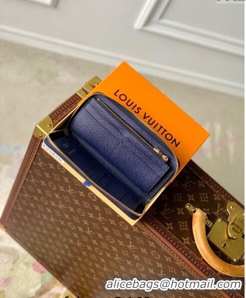 Pretty Style Louis Vuitton Zippy Vertical Wallet in Damier Heritage Canvas N40675 Blue 2024