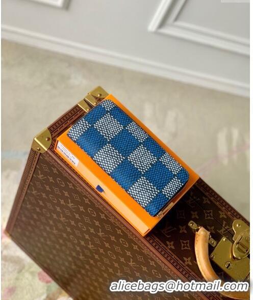 Pretty Style Louis Vuitton Zippy Vertical Wallet in Damier Heritage Canvas N40675 Blue 2024