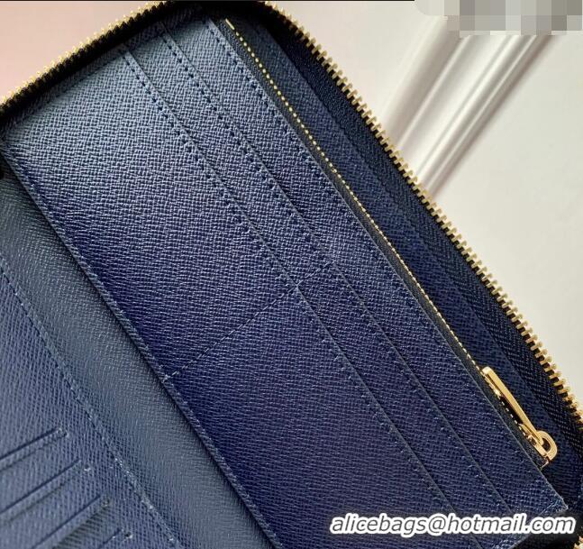 Pretty Style Louis Vuitton Zippy Vertical Wallet in Damier Heritage Canvas N40675 Blue 2024