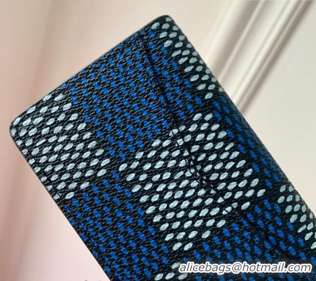 Big Discount Louis Vuitton Pocket Organizer Wallet in Damier Heritage Canvas N40677 Blue 2024