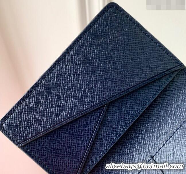 Big Discount Louis Vuitton Pocket Organizer Wallet in Damier Heritage Canvas N40677 Blue 2024