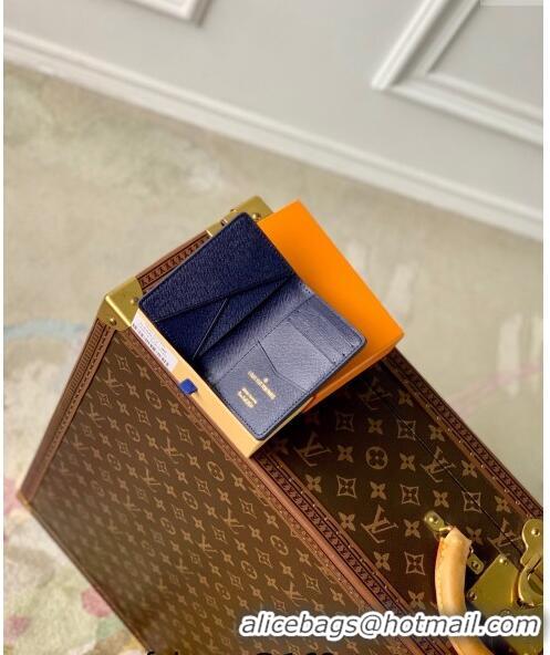 Big Discount Louis Vuitton Pocket Organizer Wallet in Damier Heritage Canvas N40677 Blue 2024